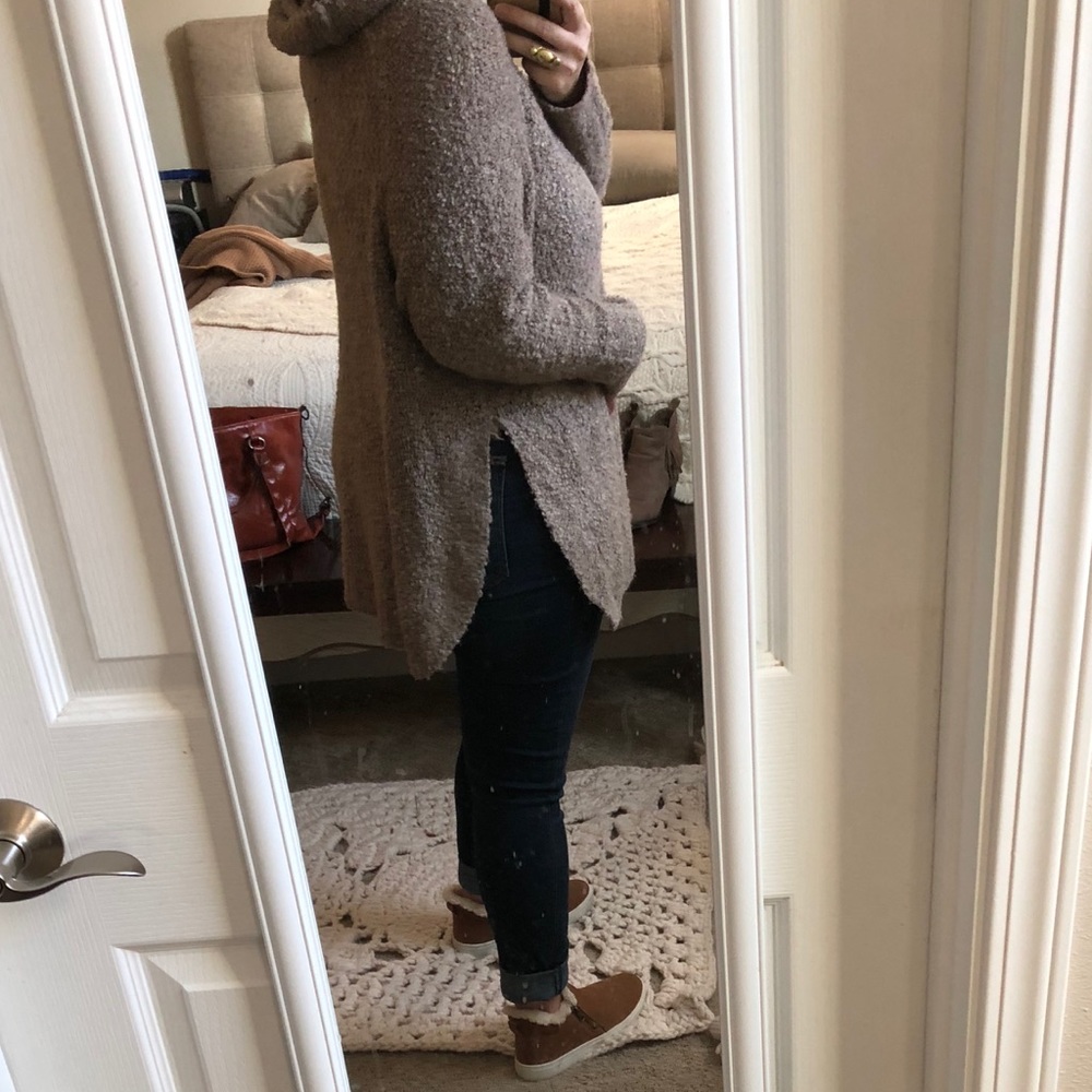 Mocha Nubby Knit Cowl Neck Sweater XL